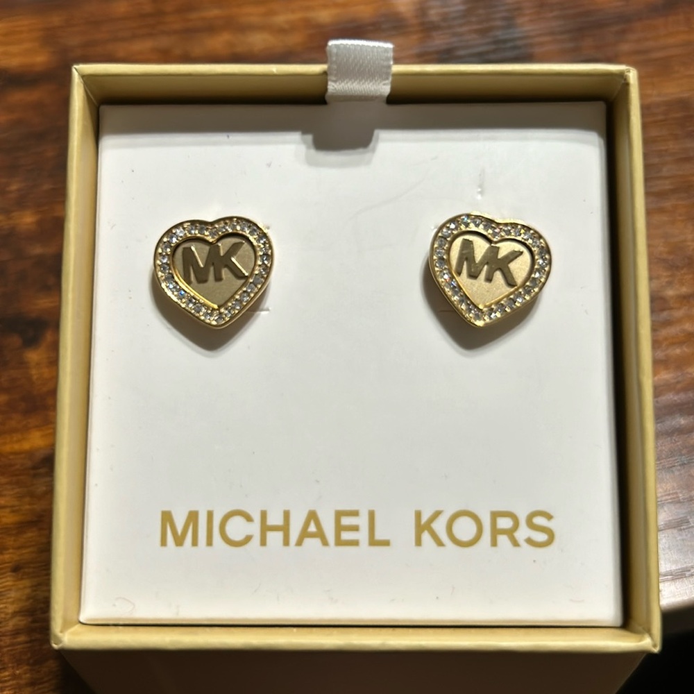 NIB, Michael Kors Women's Symbols Gold-Tone Stud Earrings